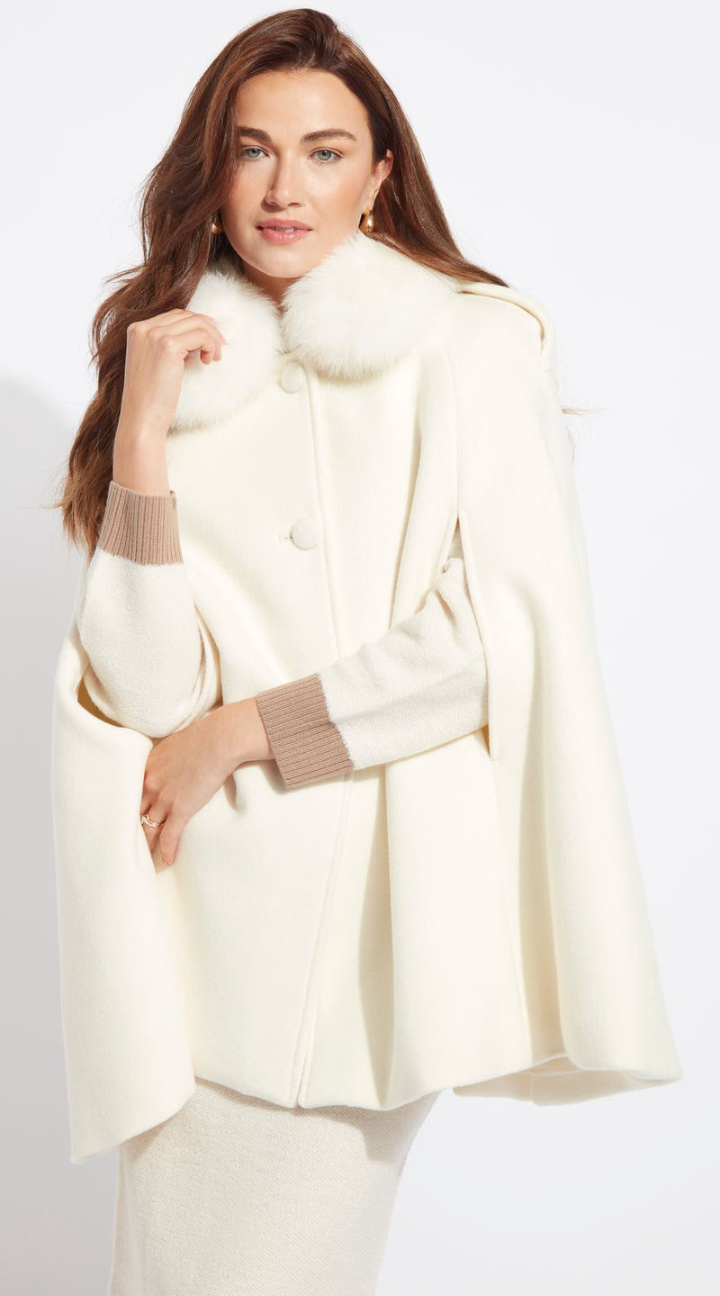 The Luxy Cashmere Cape Coat - Milk