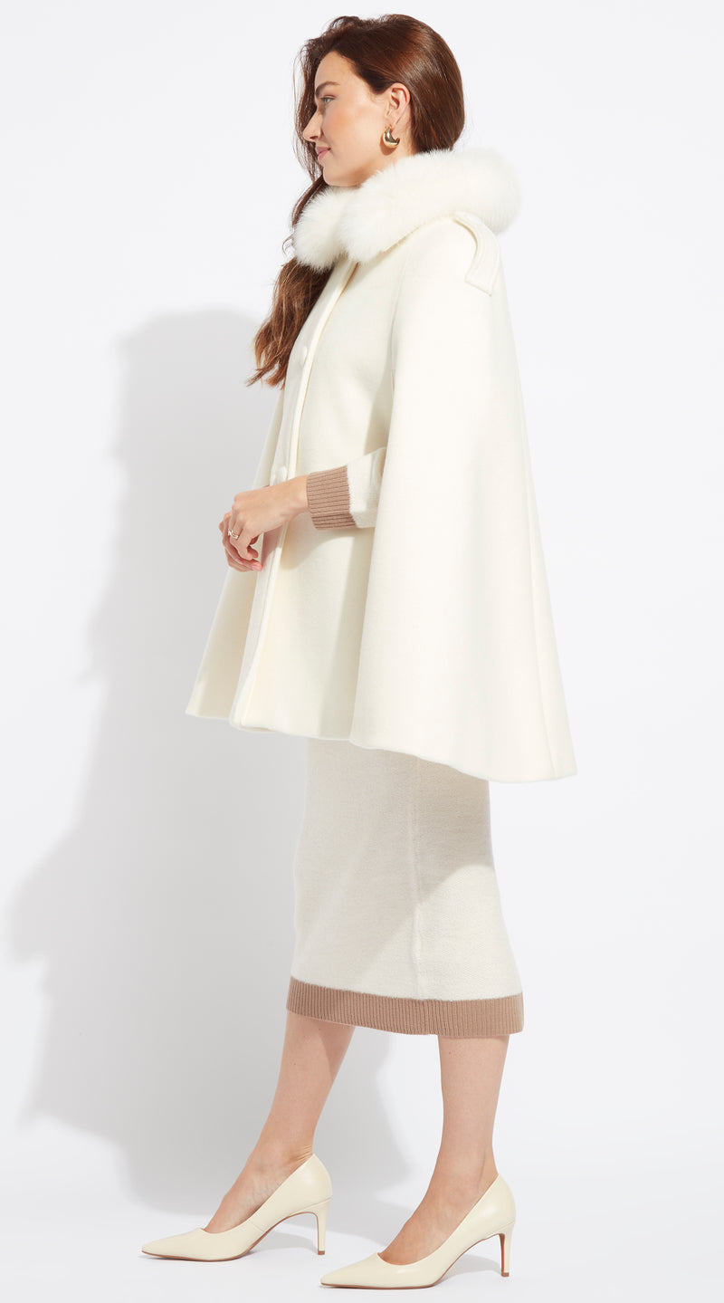The Luxy Cashmere Cape Coat - Milk
