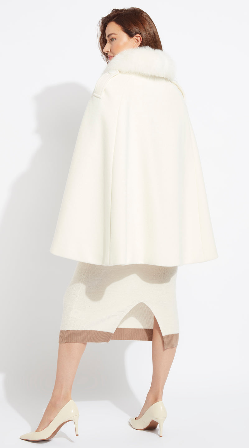The Luxy Cashmere Cape Coat - Milk