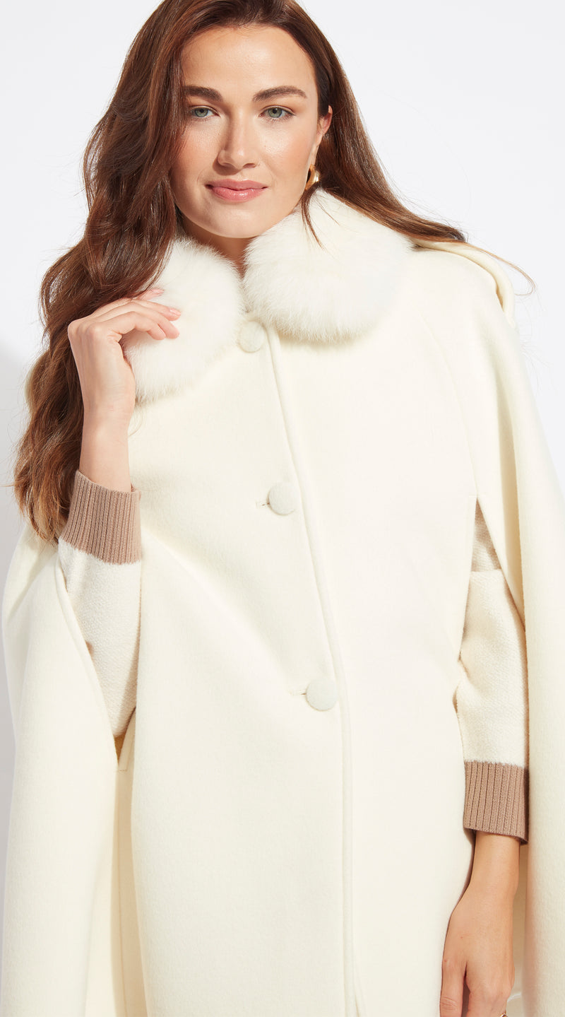 The Luxy Cashmere Cape Coat - Milk
