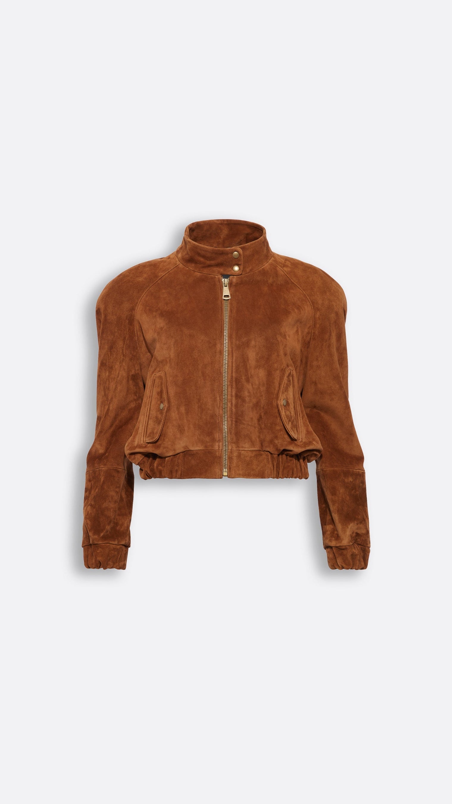 Luxy Suede Cropped Bomber - Tan