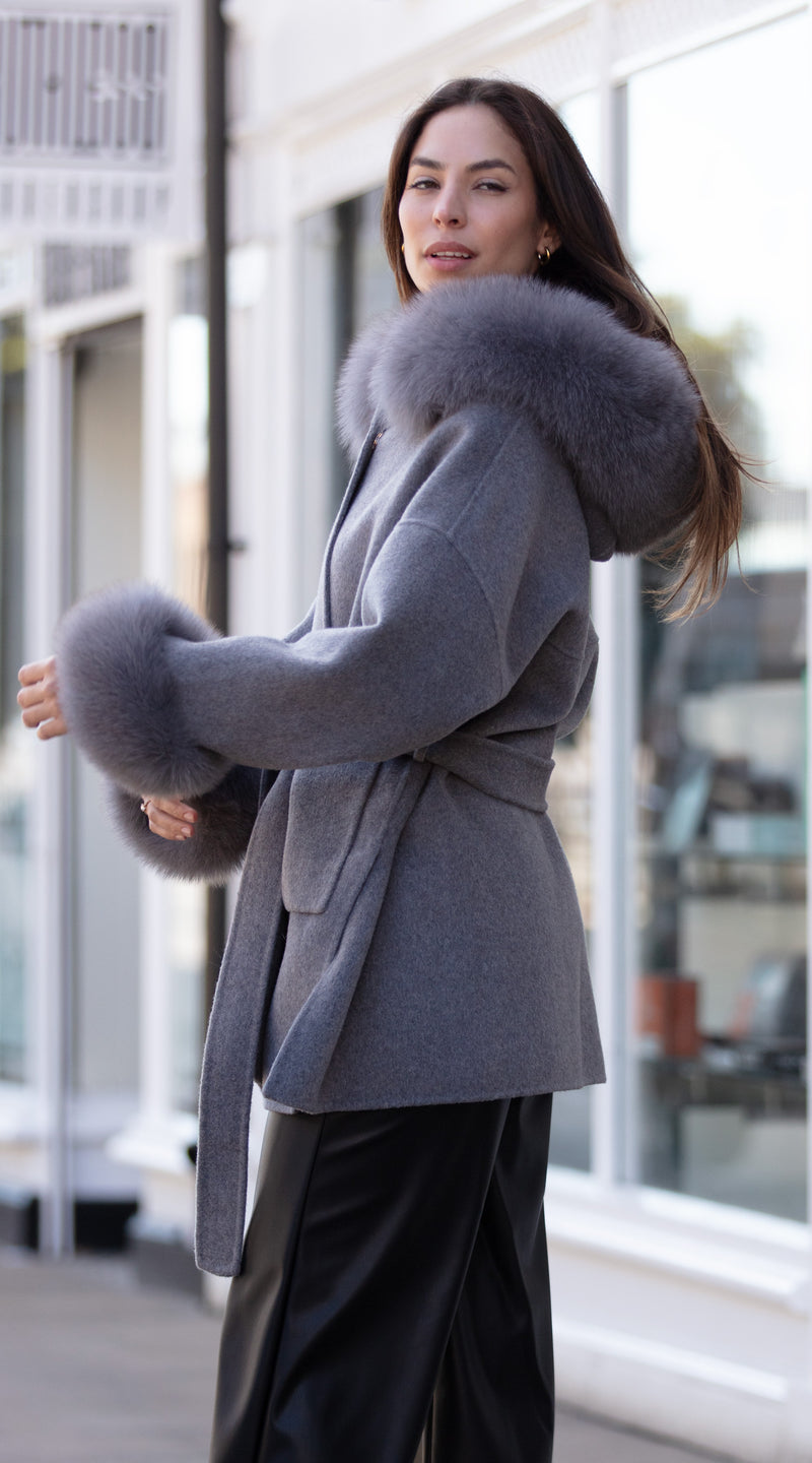 Belted Coatigan Next Grey Coats The London Cashmere Fur Cuffed