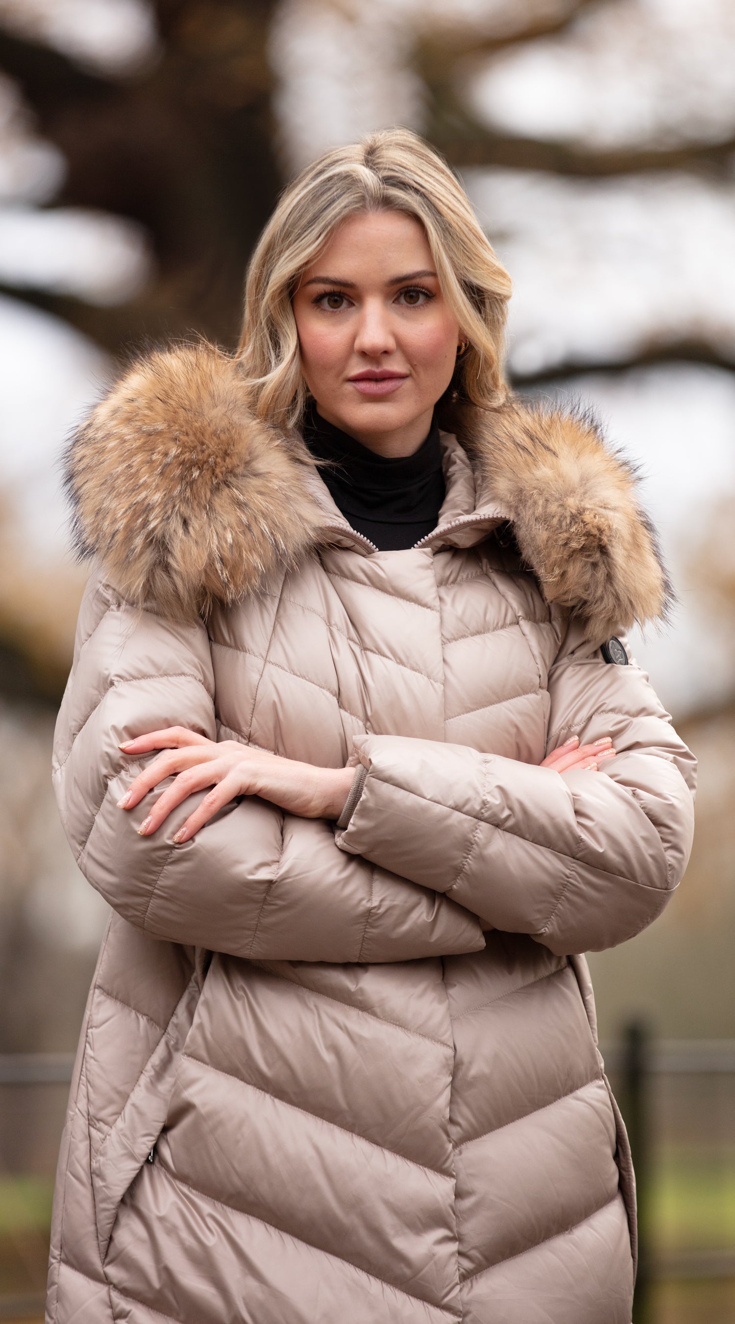 New Women winter coat Down jacket Ladies fur hooded jackets Long puffer  parka UK