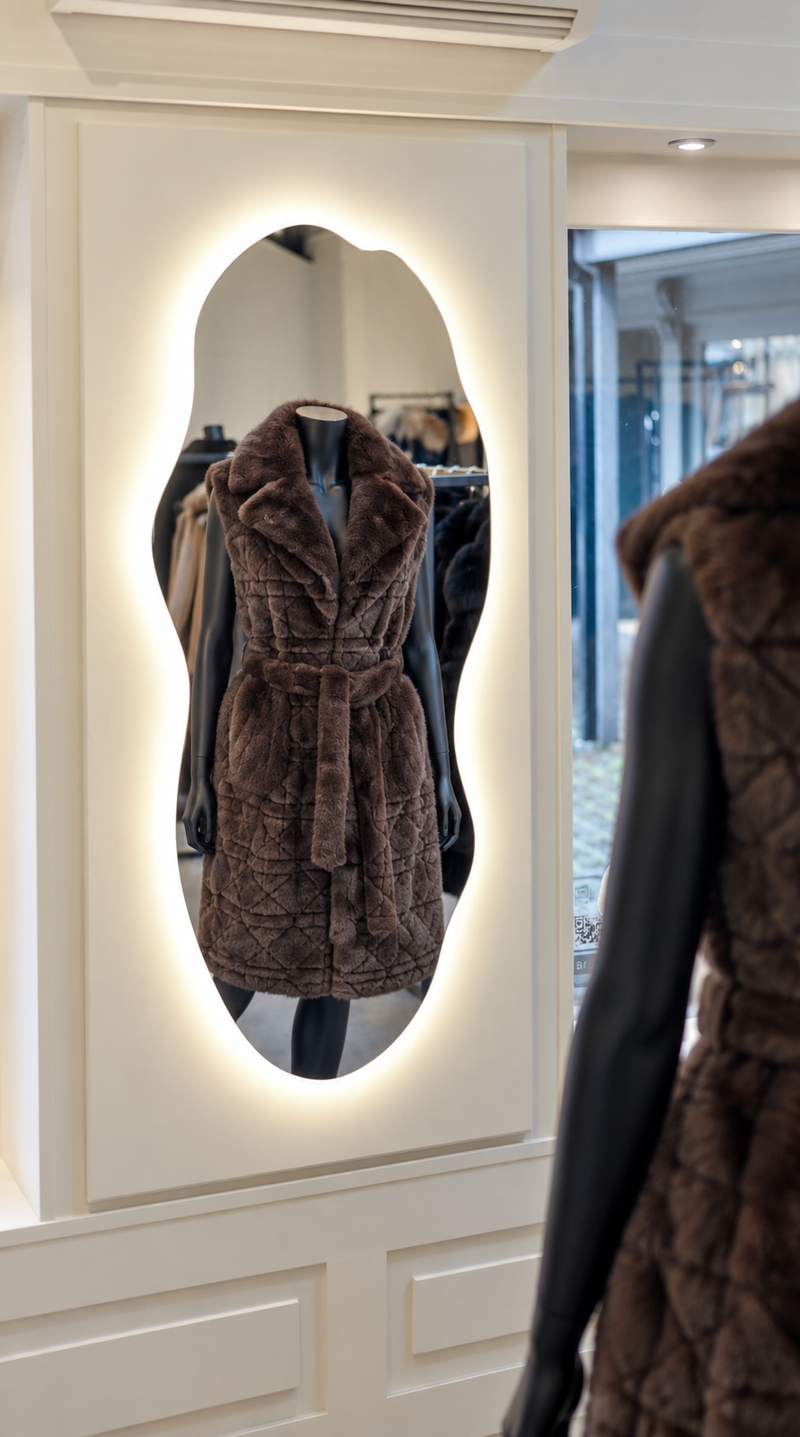 Luxy Faux Fur Midi Belted Gilet - Brown