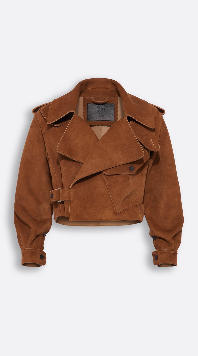 Luxy Oversized Suede Jacket - Tan