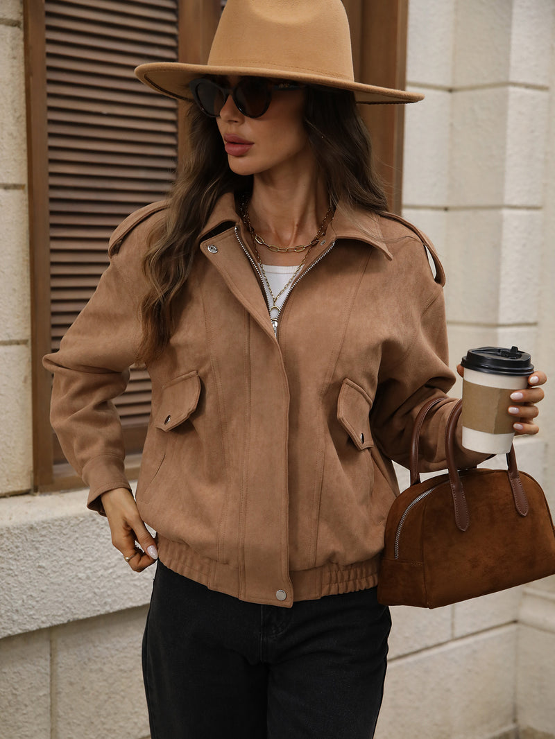 Luxy Faux Suede Jacket - Camel