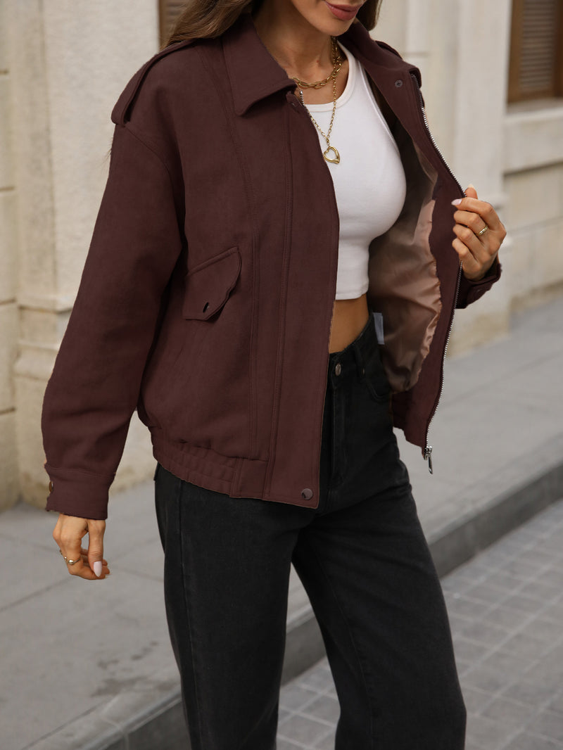 Luxy Faux Suede Jacket - Brown