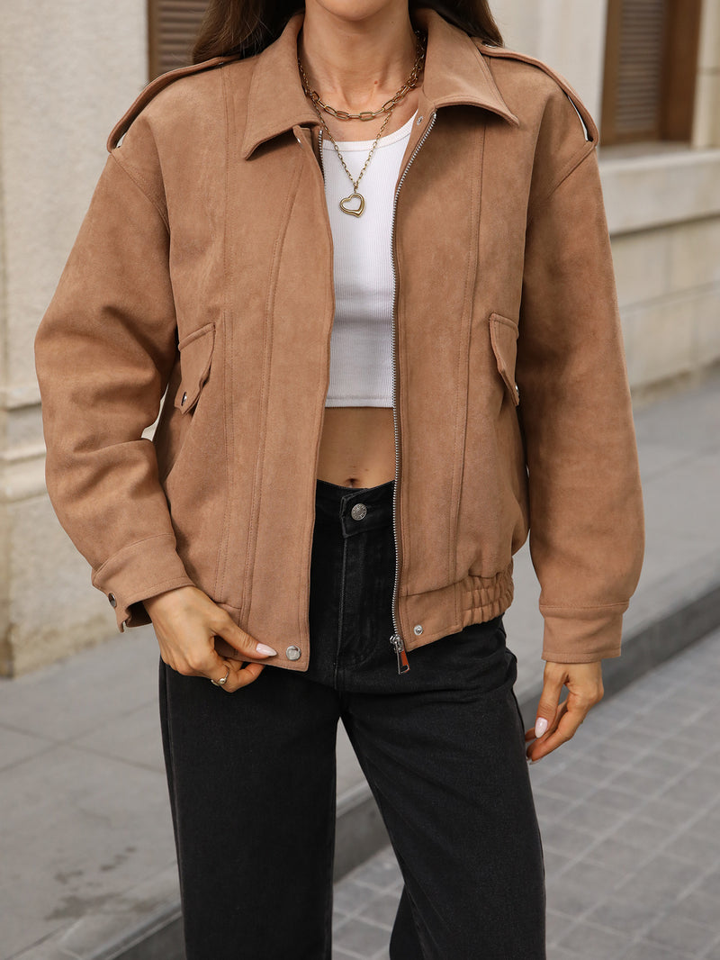 Luxy Faux Suede Jacket - Camel