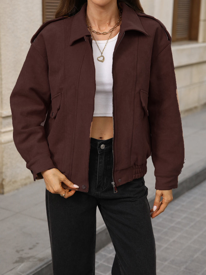 Luxy Faux Suede Jacket - Brown
