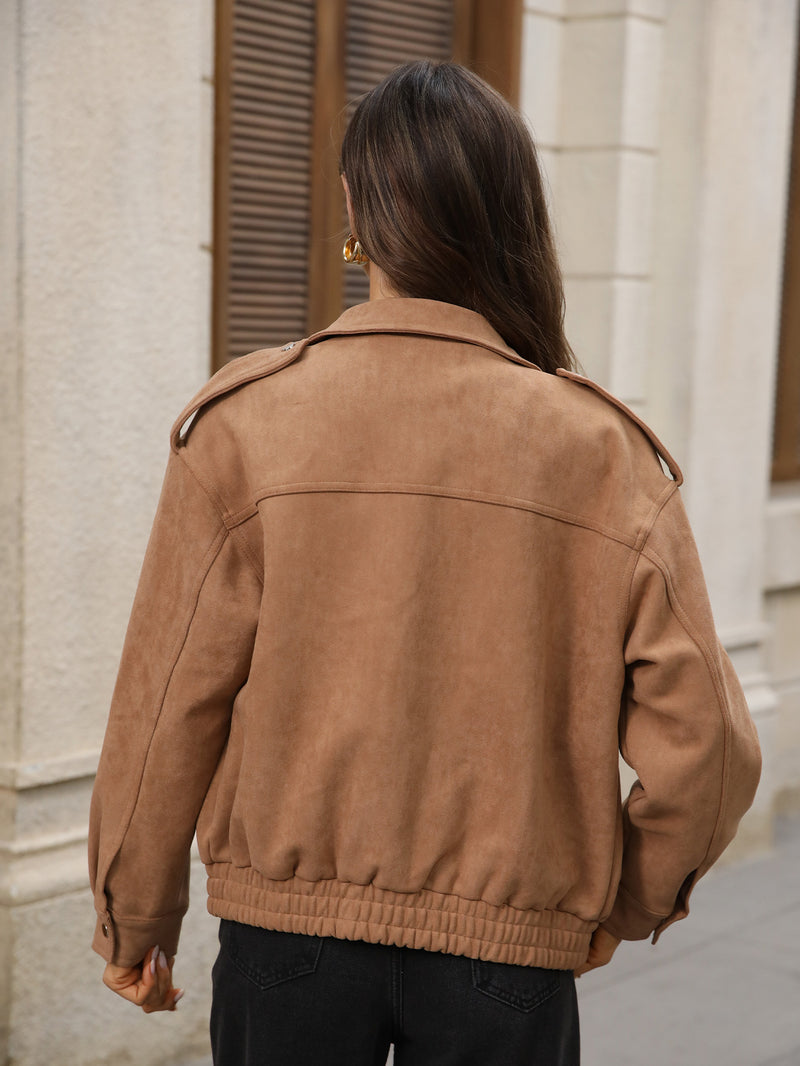 Luxy Faux Suede Jacket - Camel