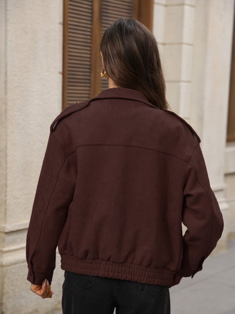 Luxy Faux Suede Jacket - Brown