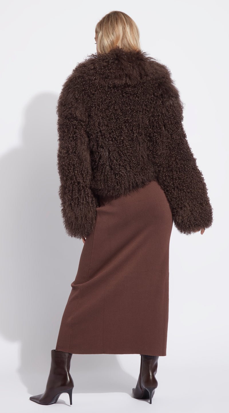 Mongolian Cropped Coat - Brown