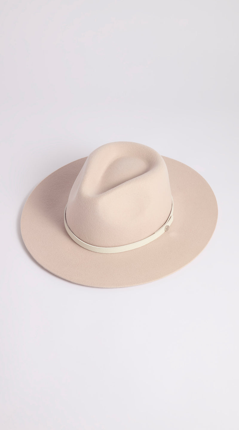Luxy Wool Fedora Hat - Beige/White