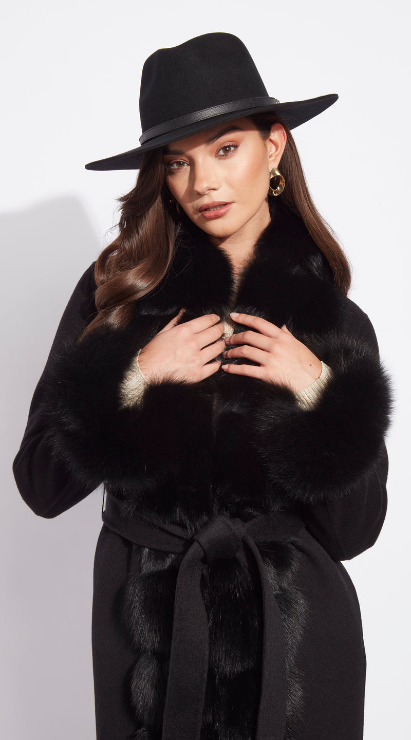 Luxy Wool Fedora Hat - Black/Black