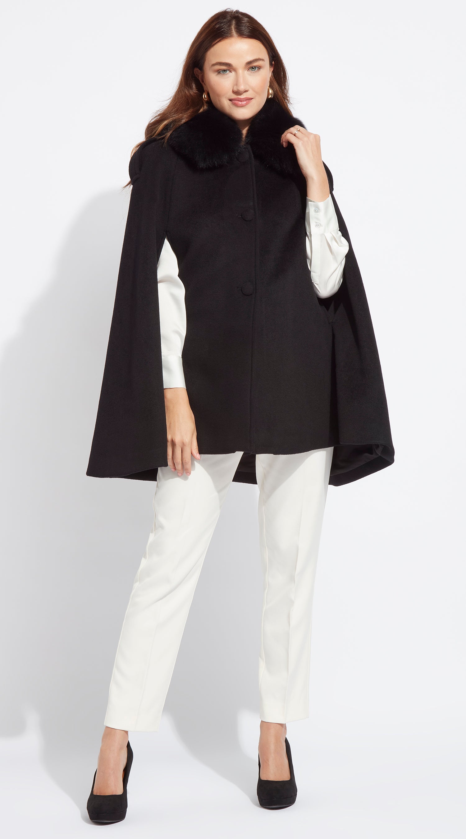 Cashmere Cape Coat - Black