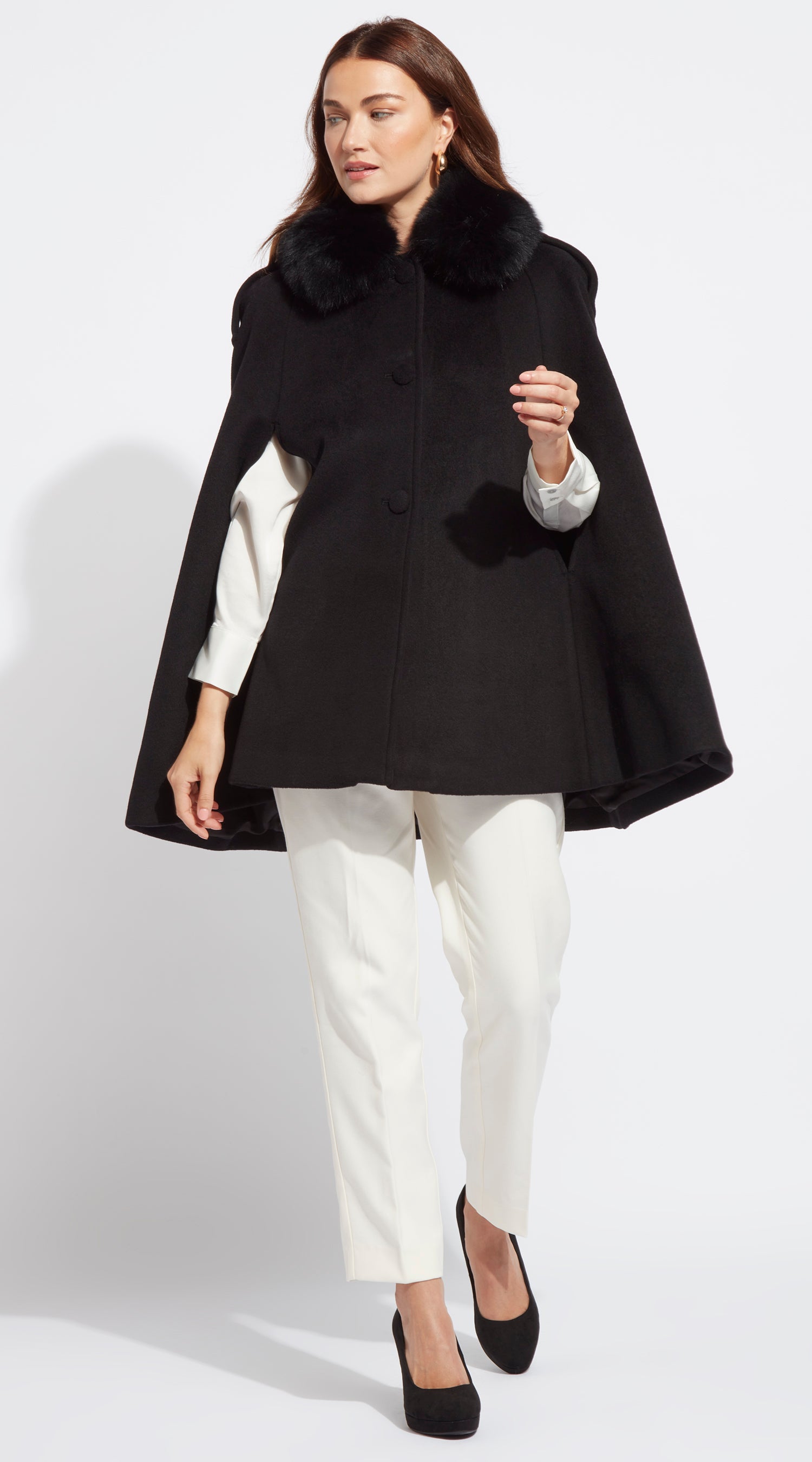 Cashmere Cape Coat - Black