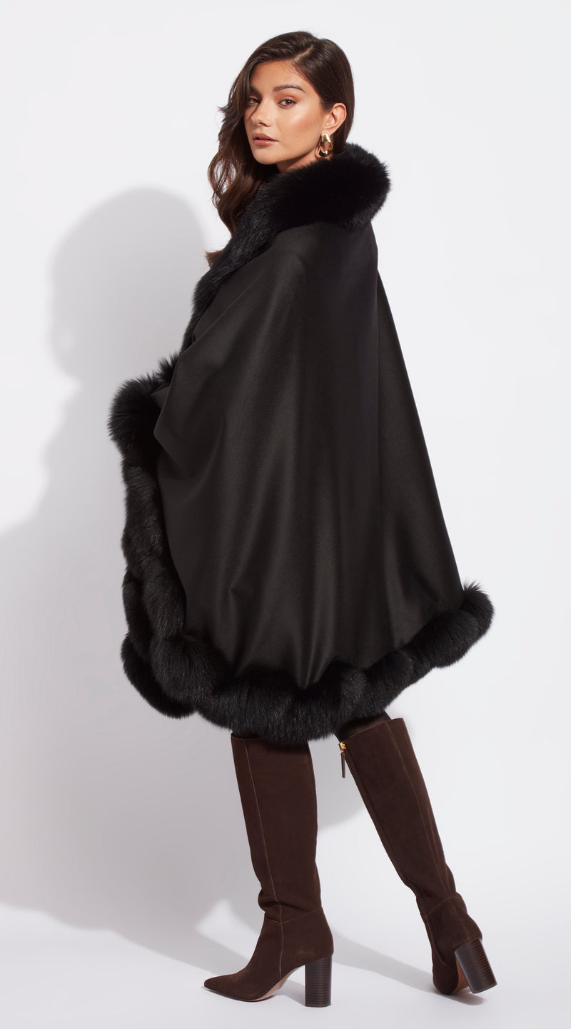 The Luxy Cashmere Spiral Cape - Black