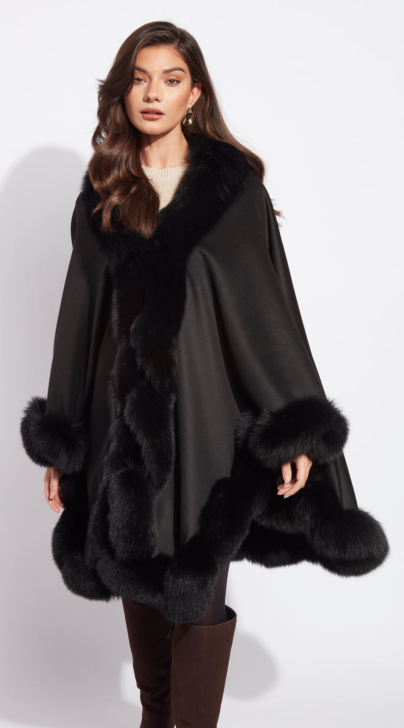 The Luxy Cashmere Spiral Cape - Black