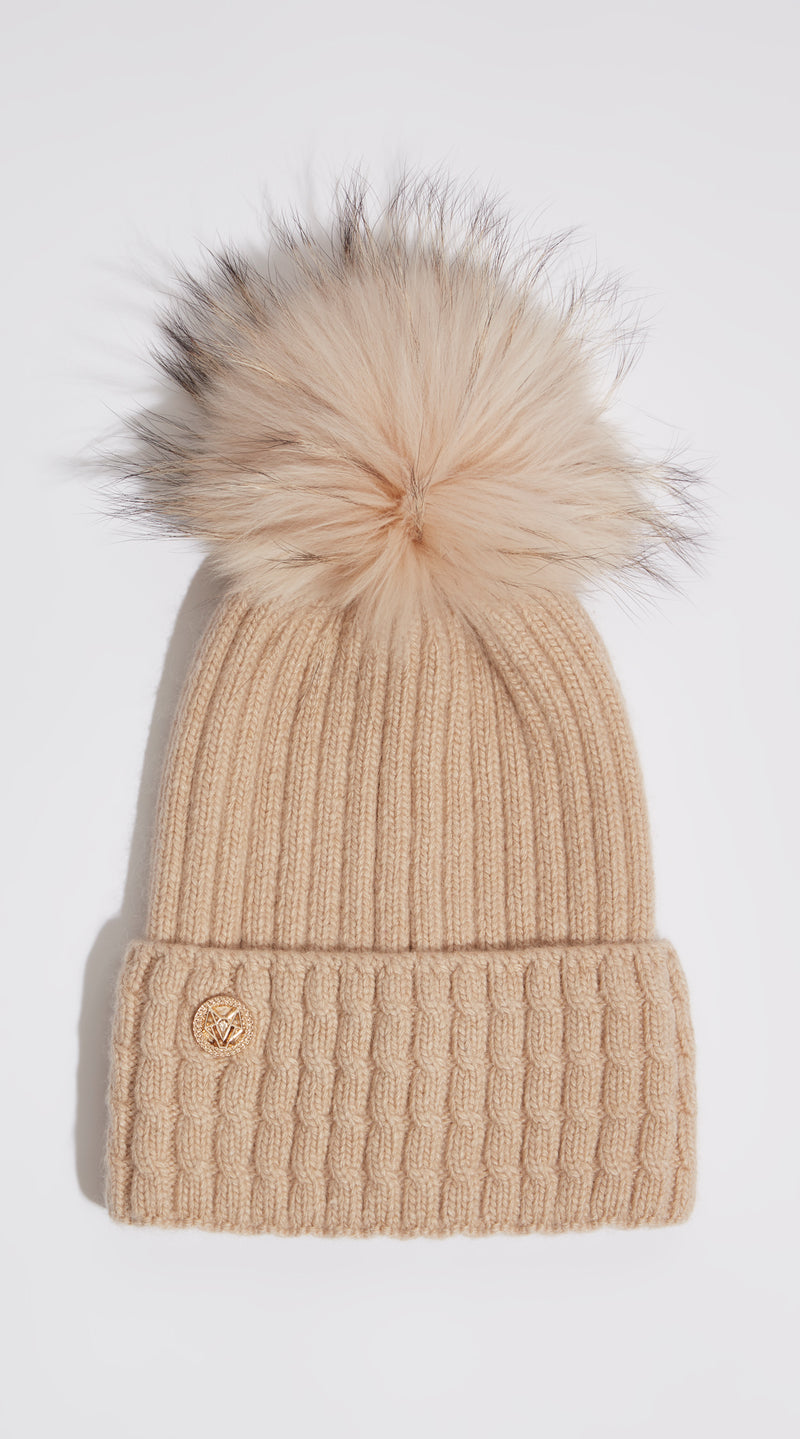 Boston Pom Pom Hat - Beige