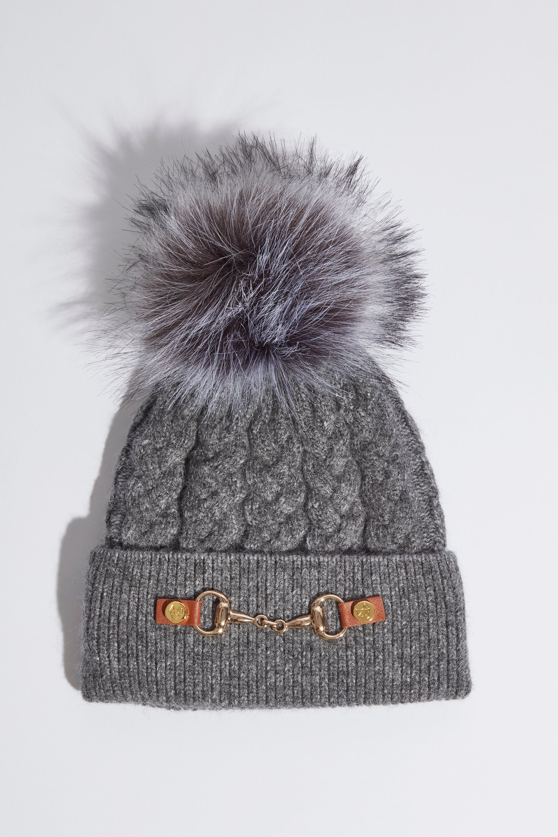 Faux Burley Pom Pom Hat - Charcoal