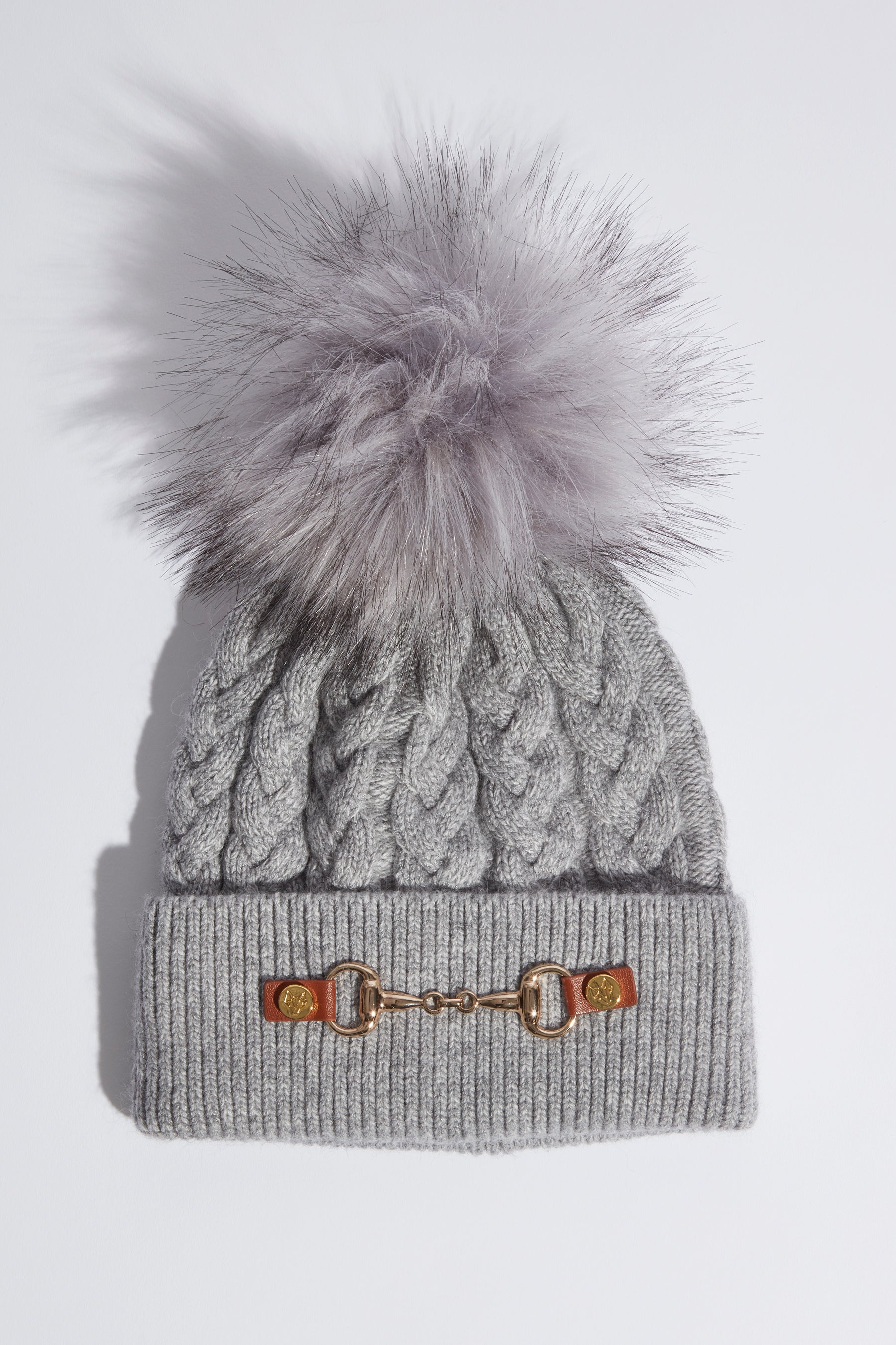 Faux Burley Pom Pom Hat - Grey