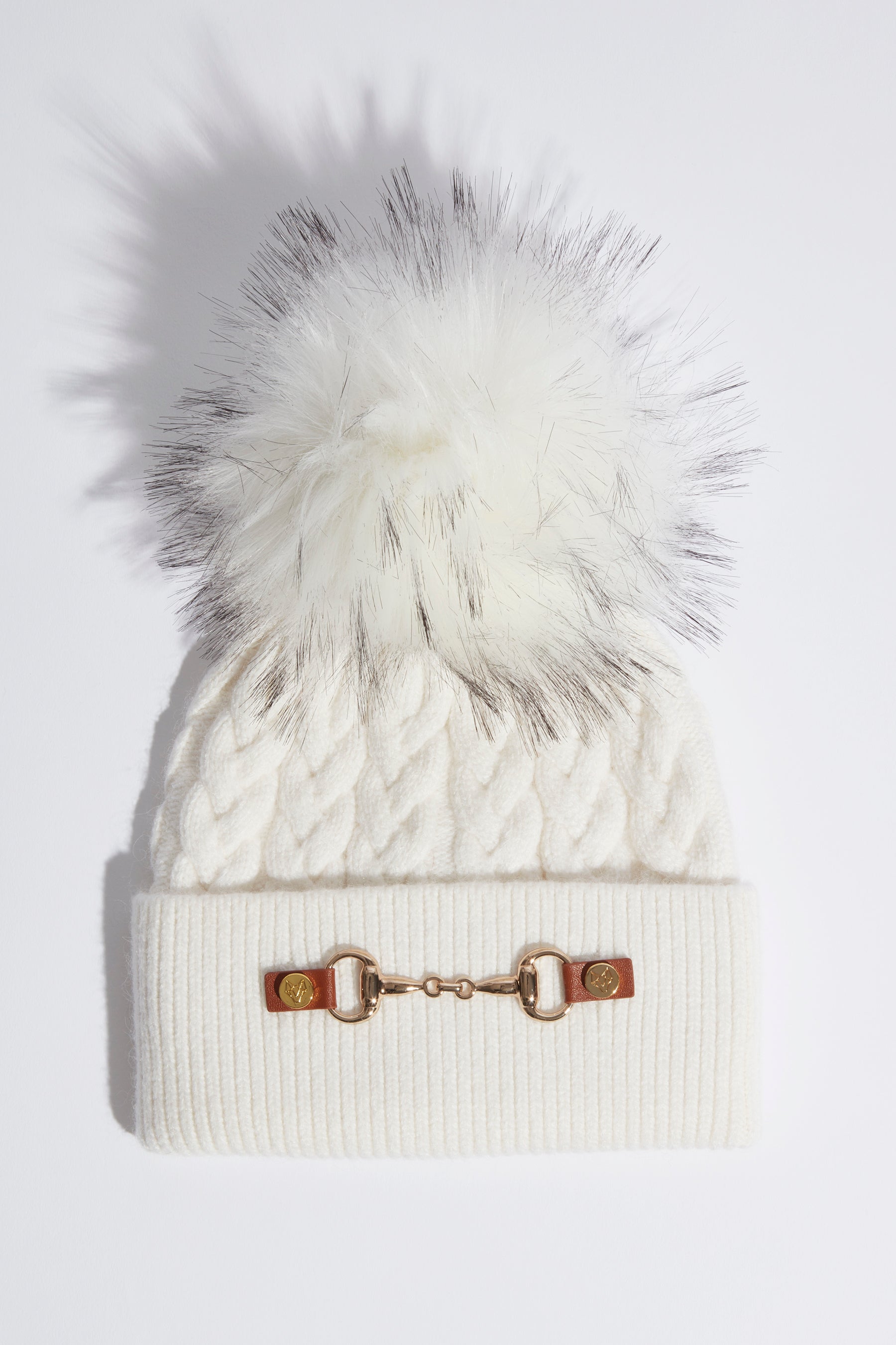 Faux Burley Pom Pom Hat - Ecru