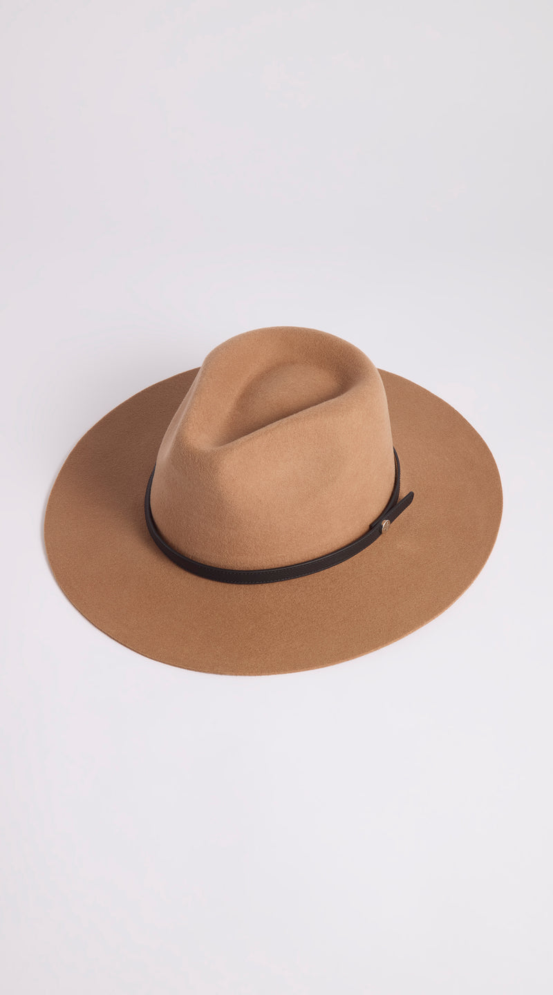 Luxy Wool Fedora Hat - Camel/Black