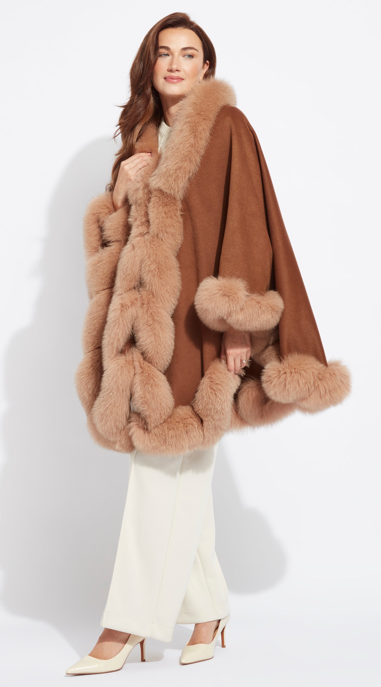 Cashmere Spiral Cape -  Camel