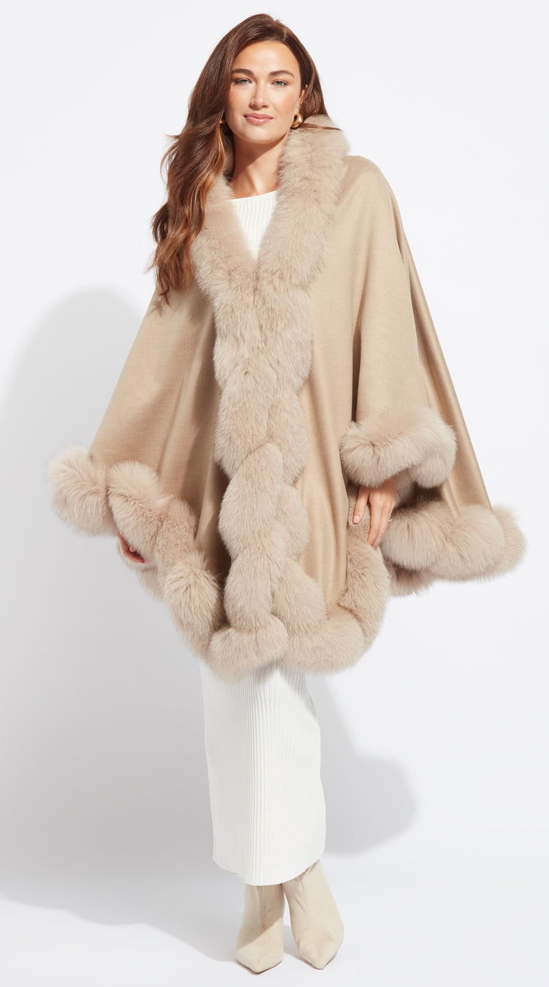 Cashmere Spiral Cape - Beige