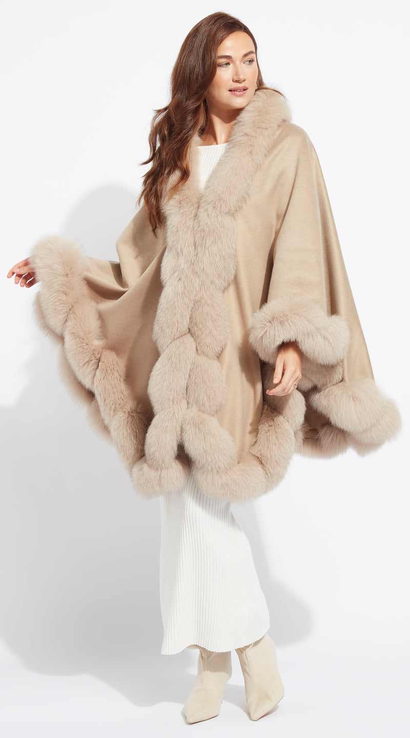 Cashmere Spiral Cape - Beige