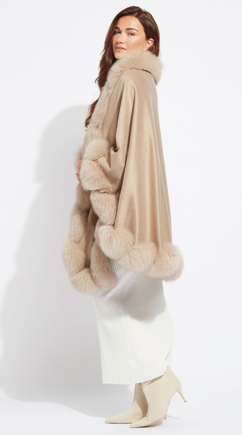 Cashmere Spiral Cape - Beige