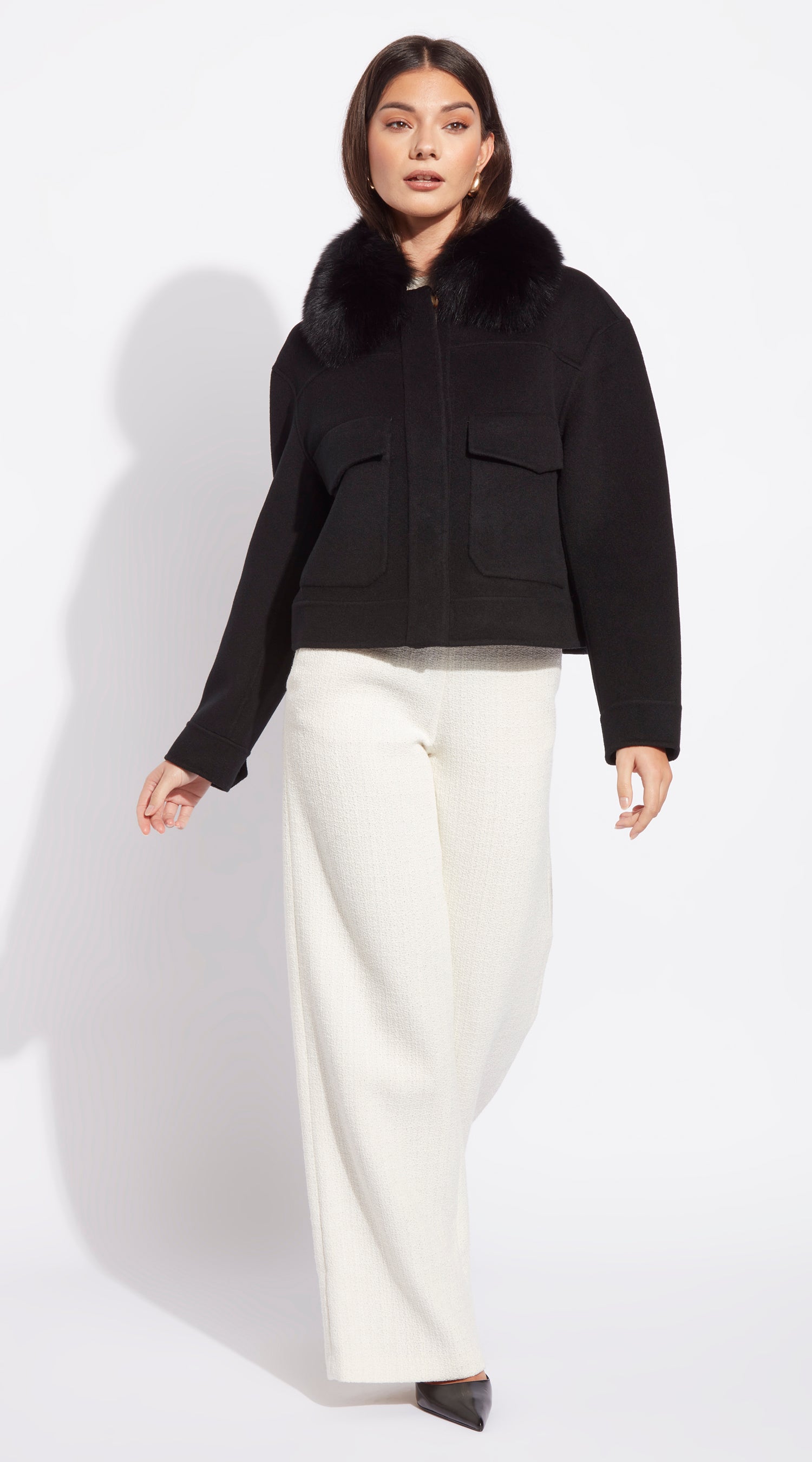 The London Cashmere & Fox Fur Jacket - Black