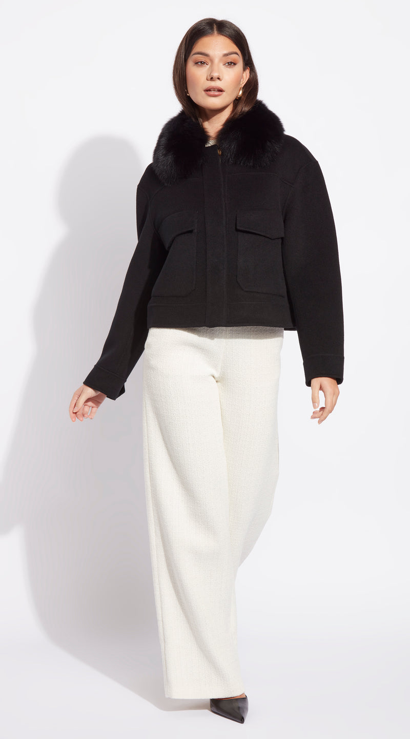The London Cashmere & Fox Fur Jacket - Black