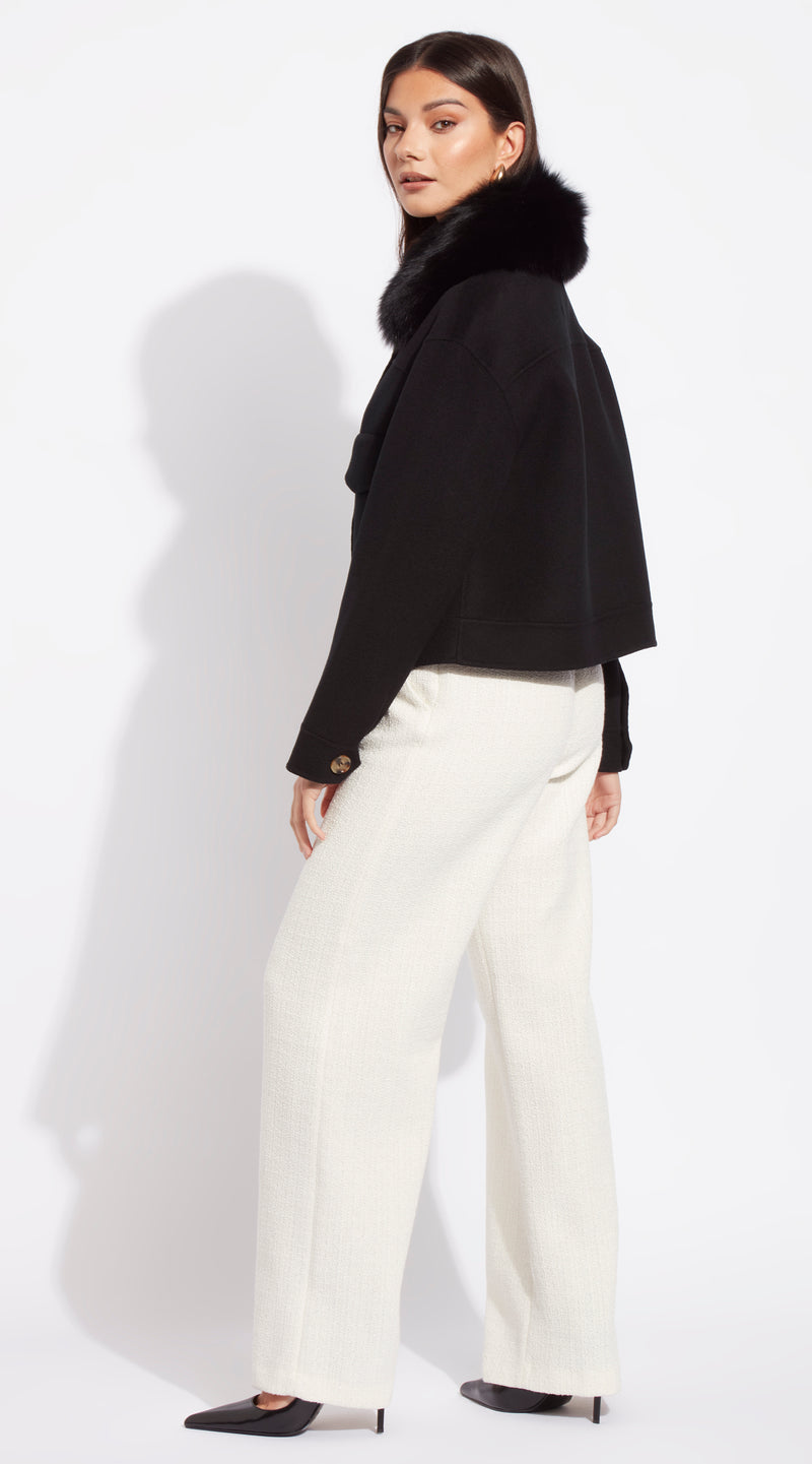 The London Cashmere & Fox Fur Jacket - Black