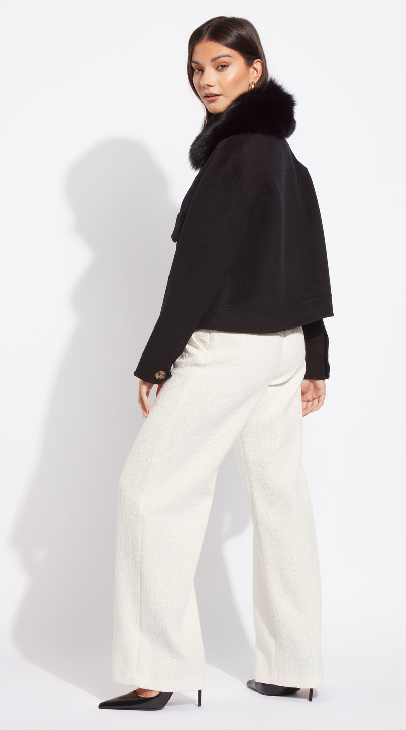 The London Cashmere & Fox Fur Jacket - Black