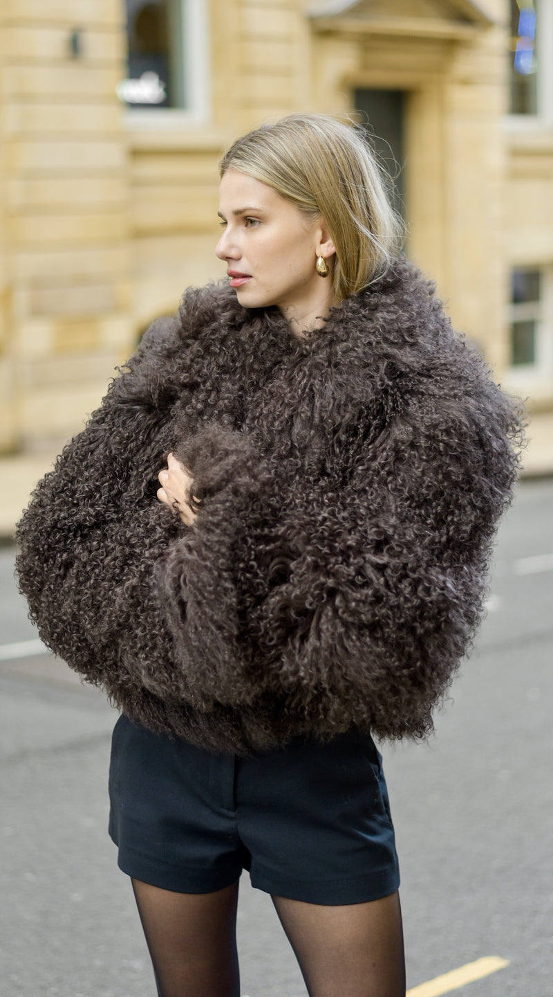 Mongolian Cropped Coat - Brown