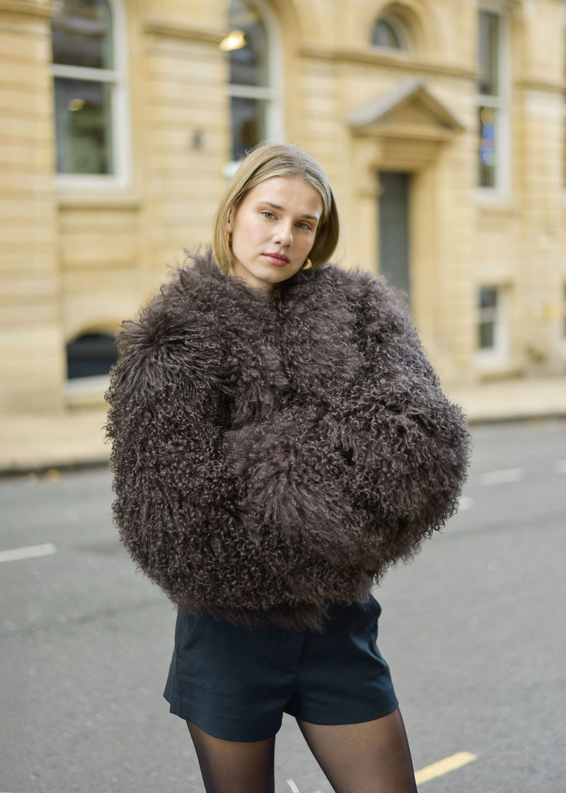 Mongolian Cropped Coat - Brown