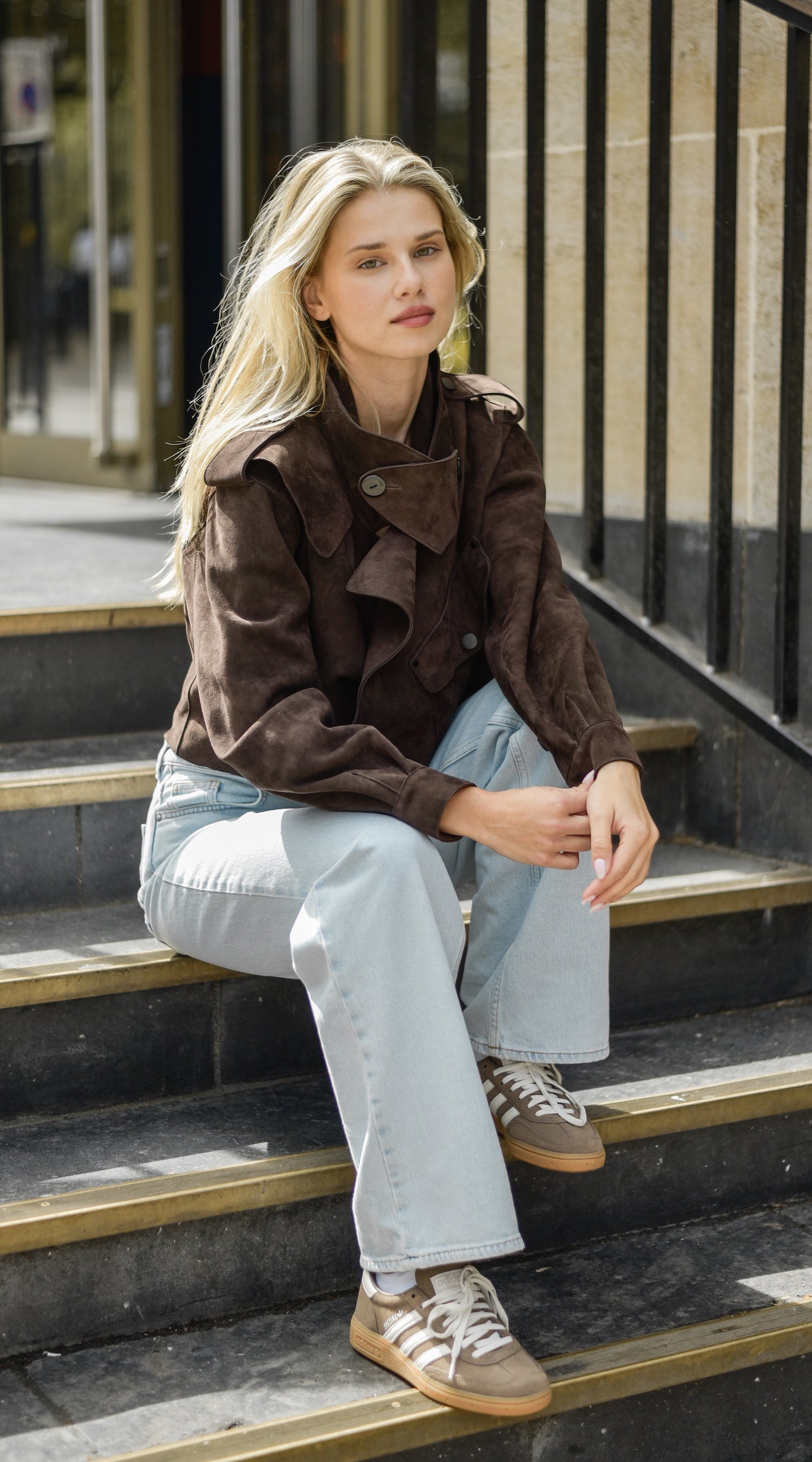 Luxy Oversized Suede Jacket - Dark Brown