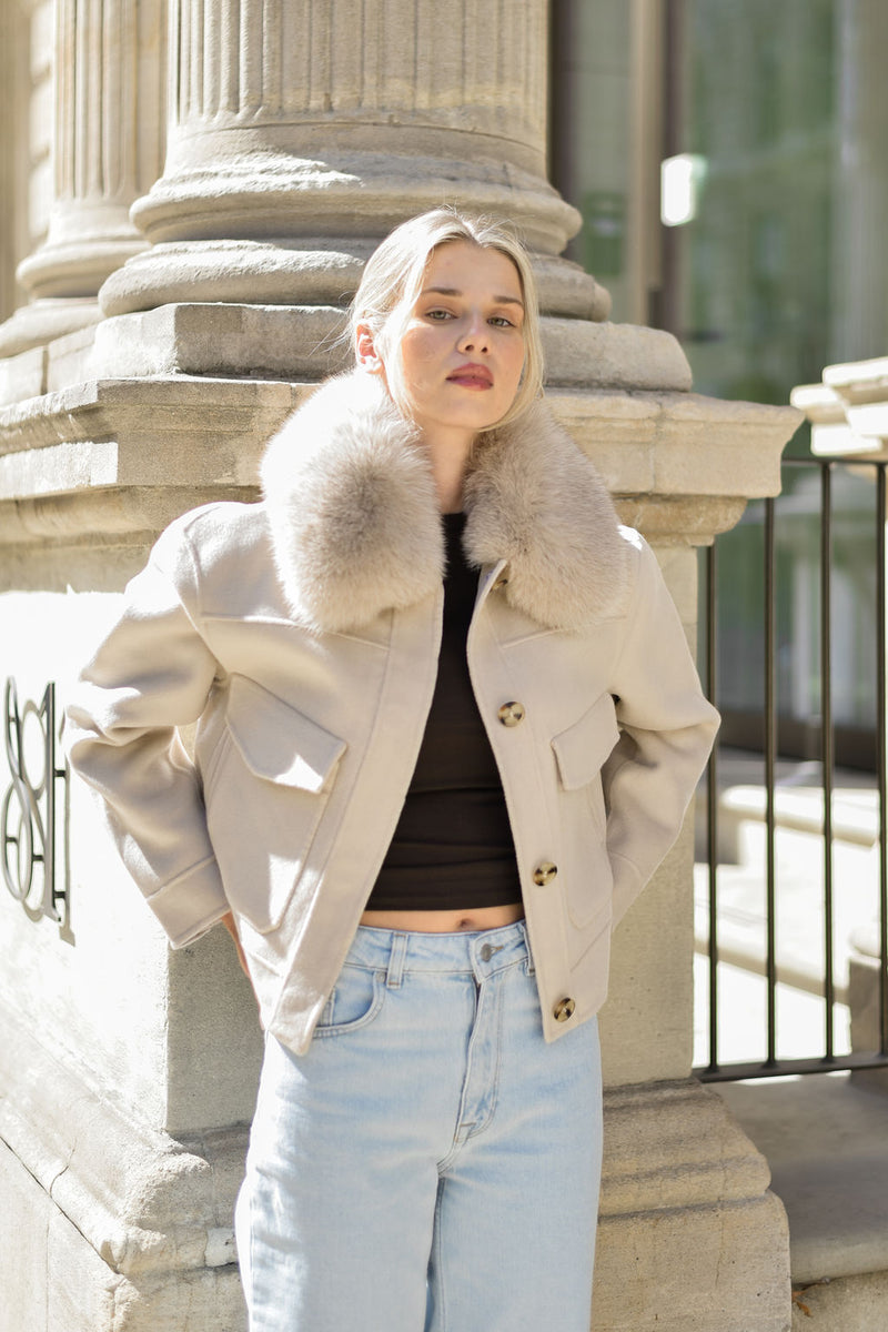 The London Cashmere & Fox Fur Jacket - Beige