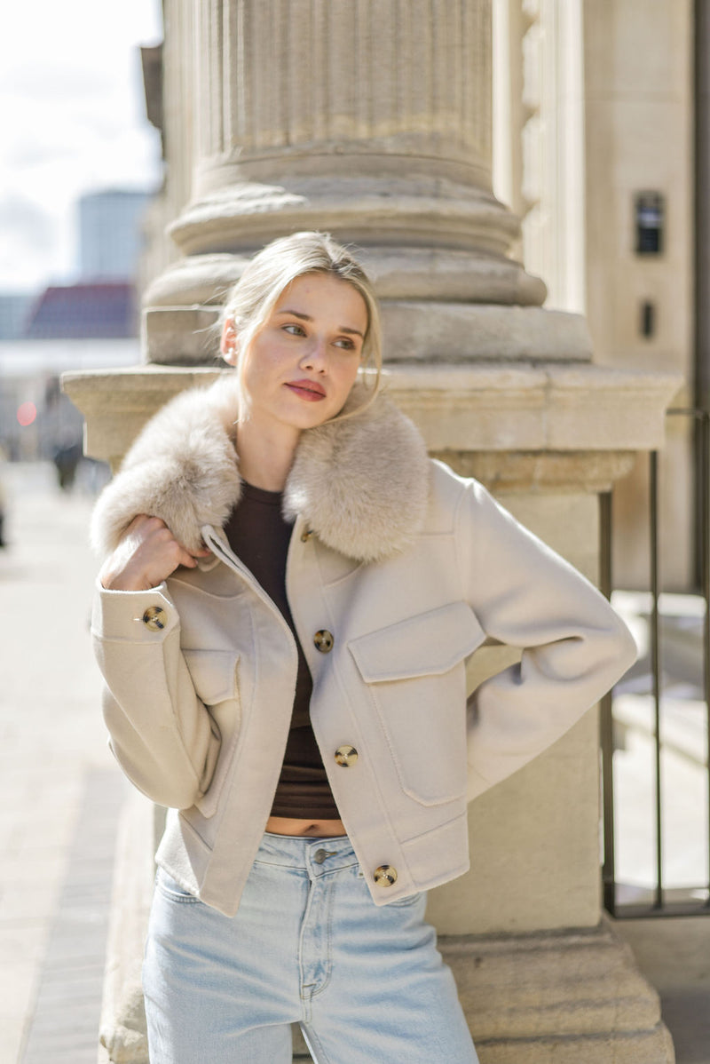 The London Cashmere & Fox Fur Jacket - Beige