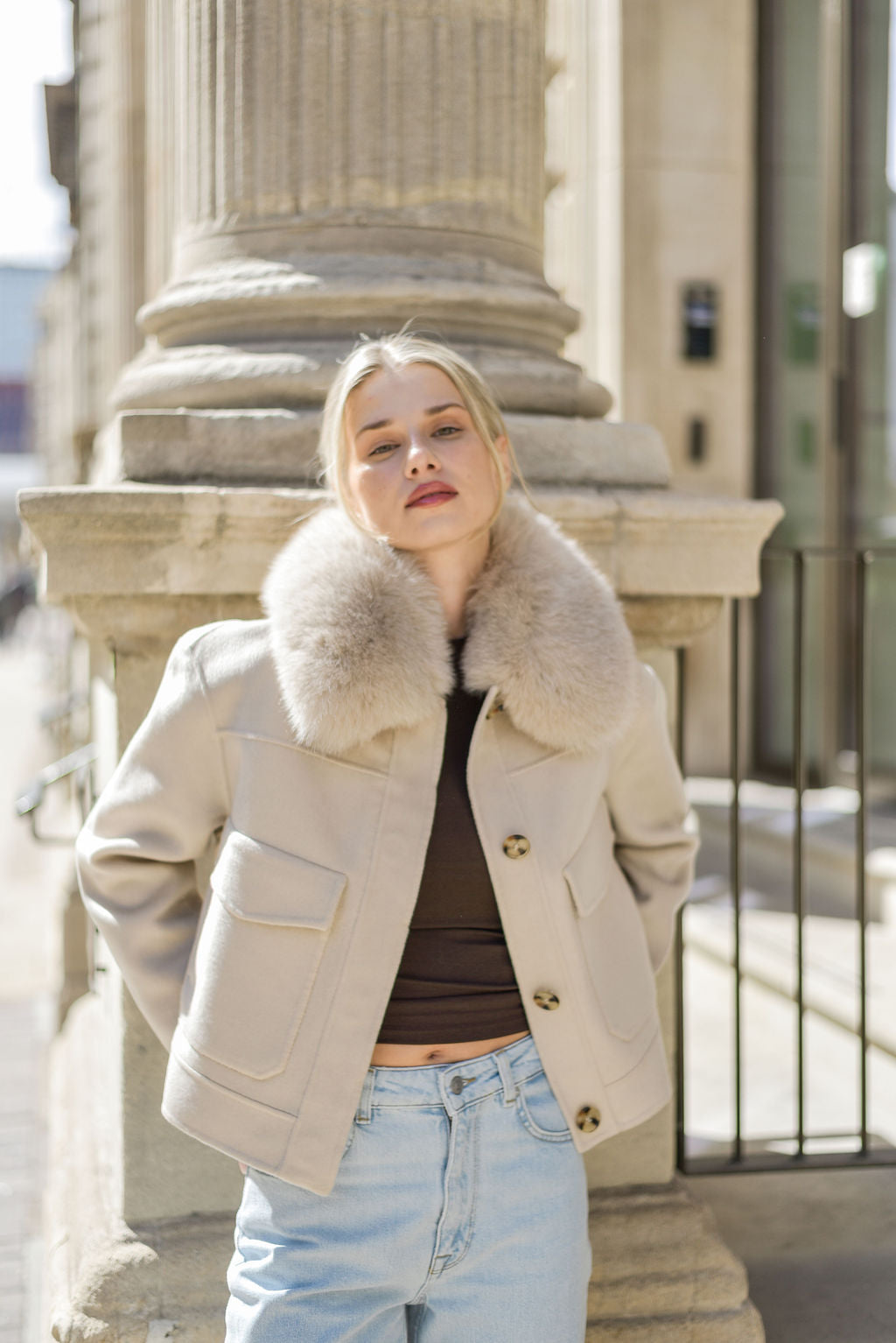 The London Cashmere & Fox Fur Jacket - Beige