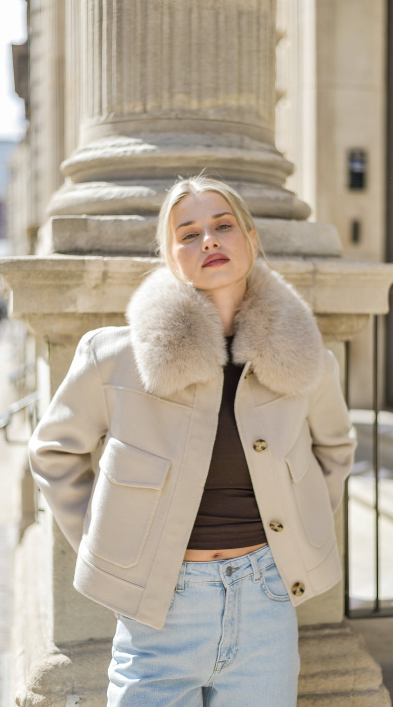 The London Cashmere & Fox Fur Jacket - Beige