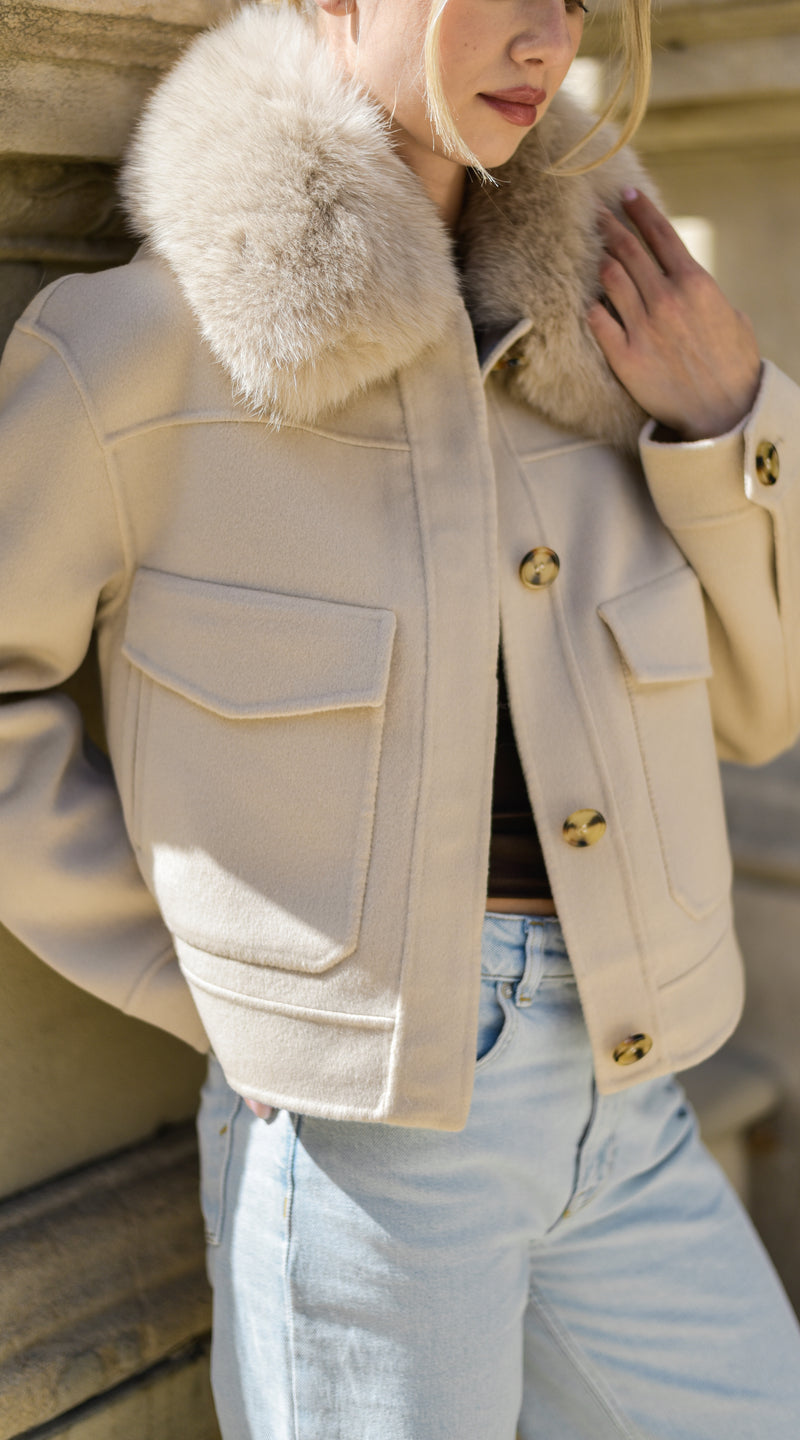 The London Cashmere & Fox Fur Jacket - Beige