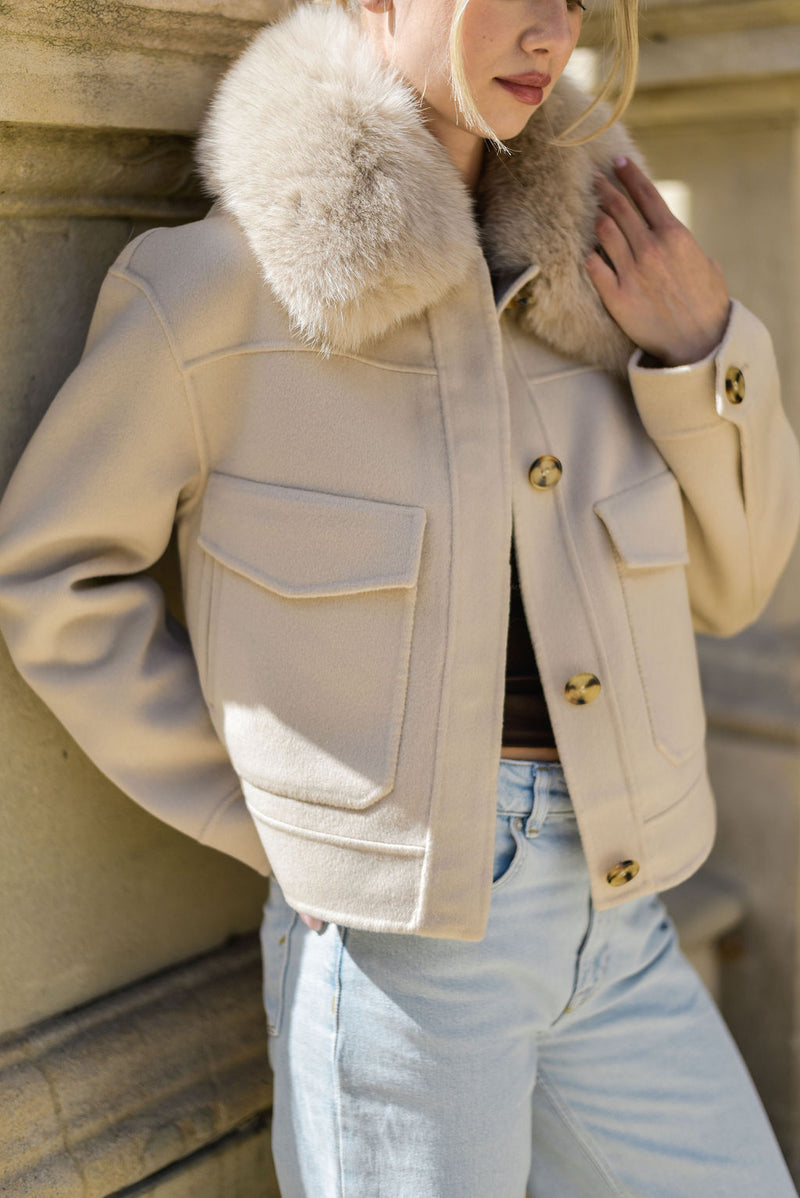 The London Cashmere & Fox Fur Jacket - Beige