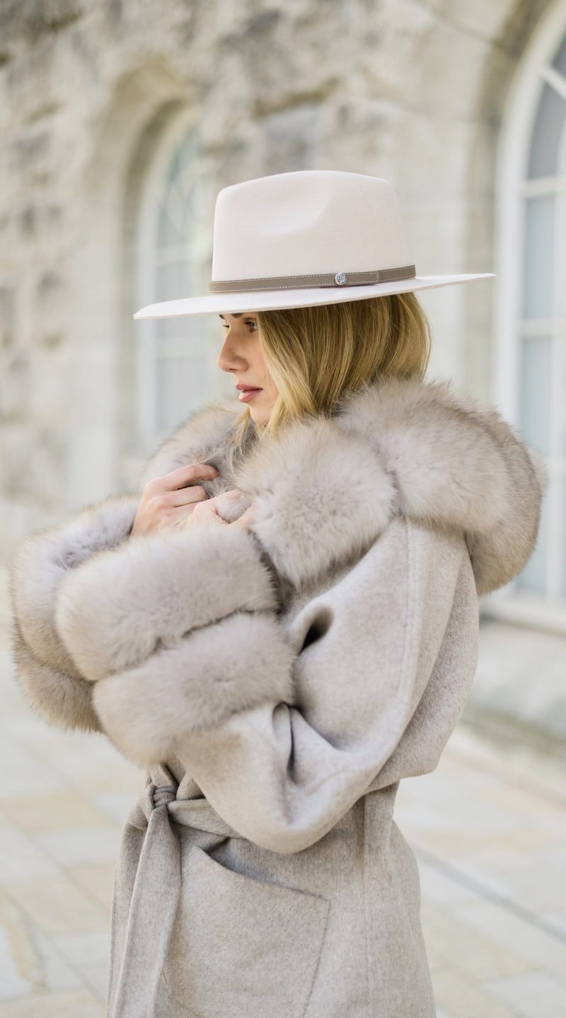 Luxy Wool Fedora Hat - Ivory/Taupe