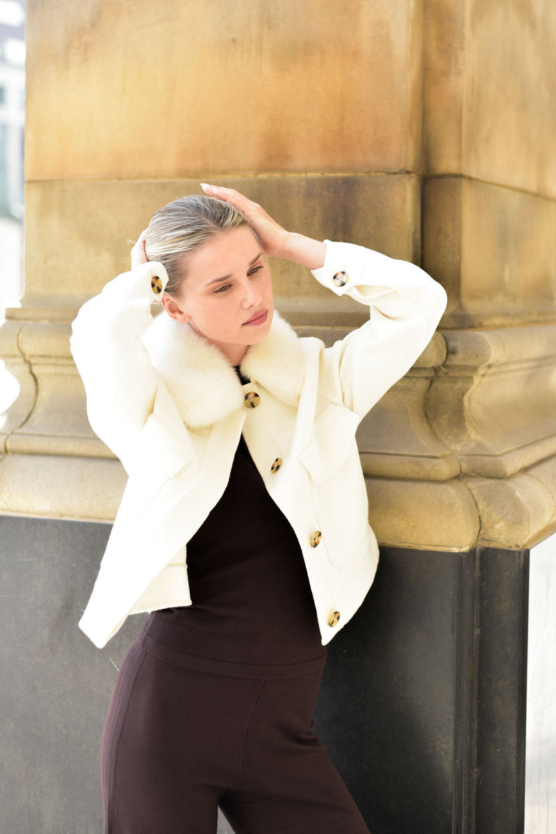The London Cashmere & Fox Fur Jacket - Buttermilk