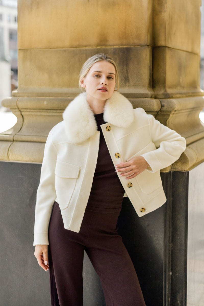 The London Cashmere & Fox Fur Jacket - Buttermilk