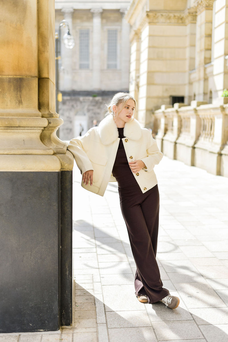 The London Cashmere & Fox Fur Jacket - Buttermilk