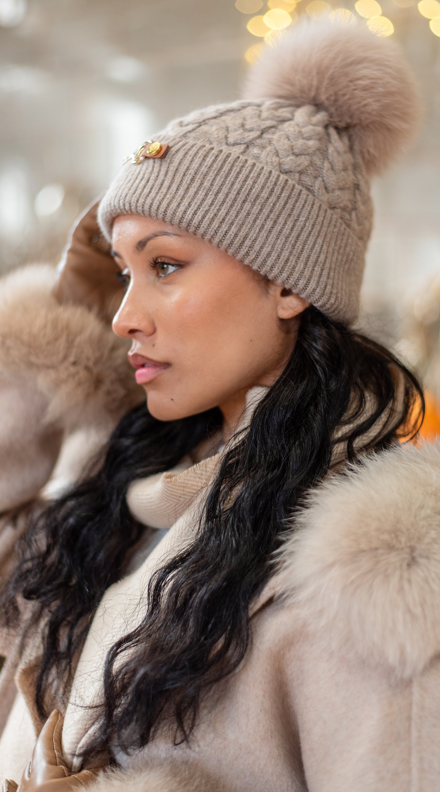 Burley Pom Pom Hat - Taupe