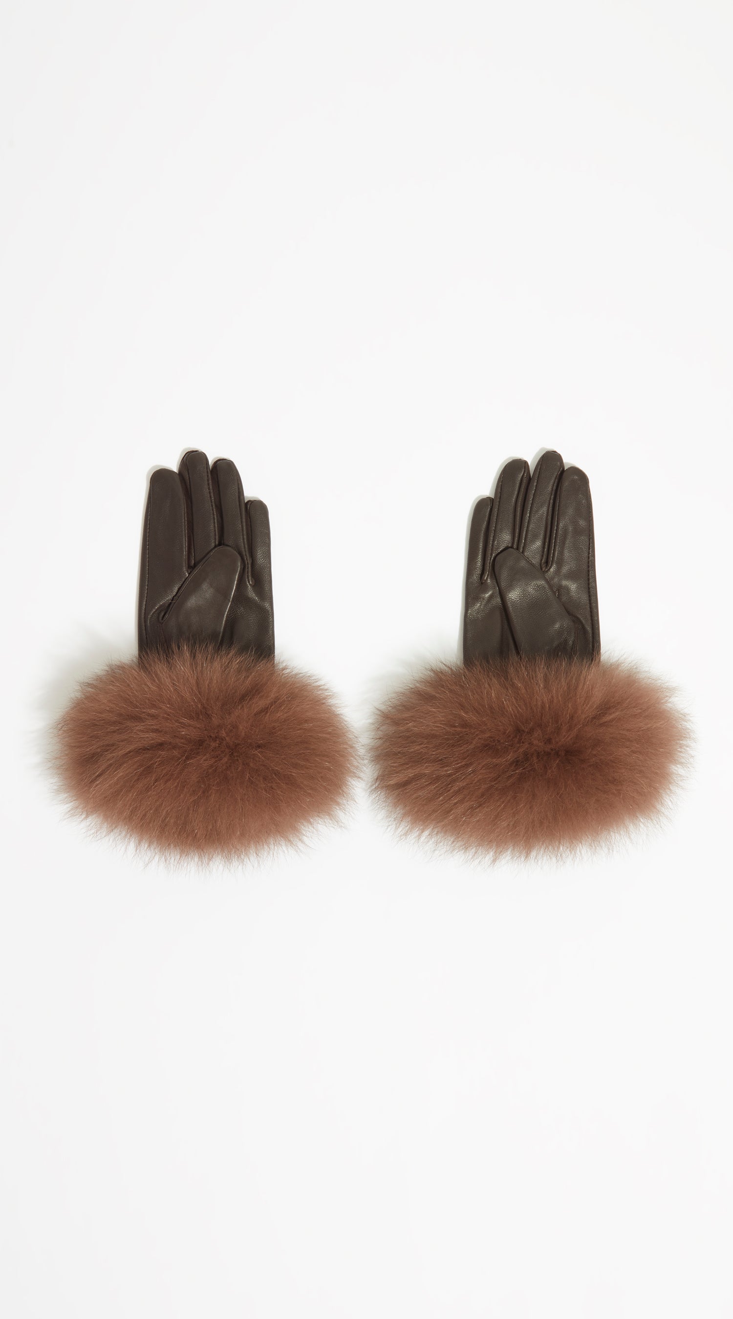 Luxy Leather & Fur Gloves - Brown